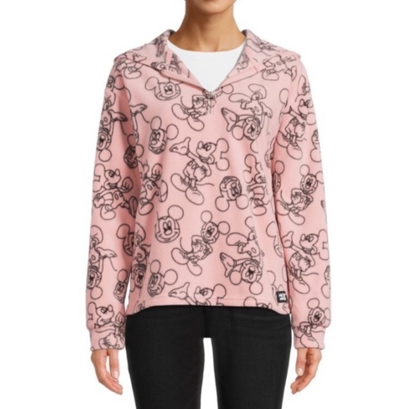 ❤️Mickey Mouse Pink Fleece Hoodie-Sz M (7/9 - Picture 1 of 7